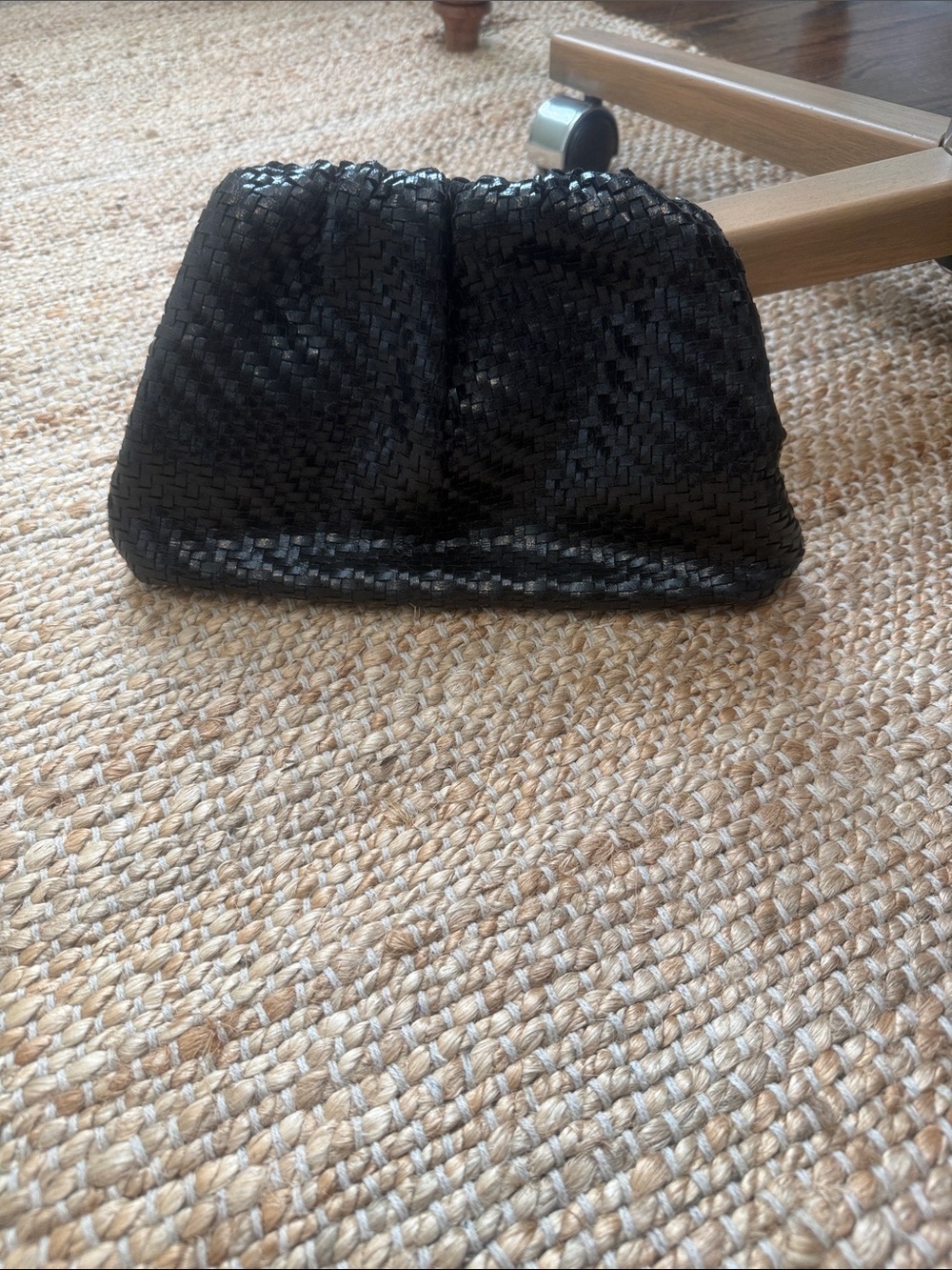 Anthropologie Black Woven Clutch Wristlet